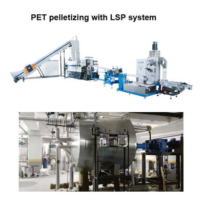Industrial PET Flakes Pelletizing Machine 1000kg/Hr Pet Recycling Line With LSP System